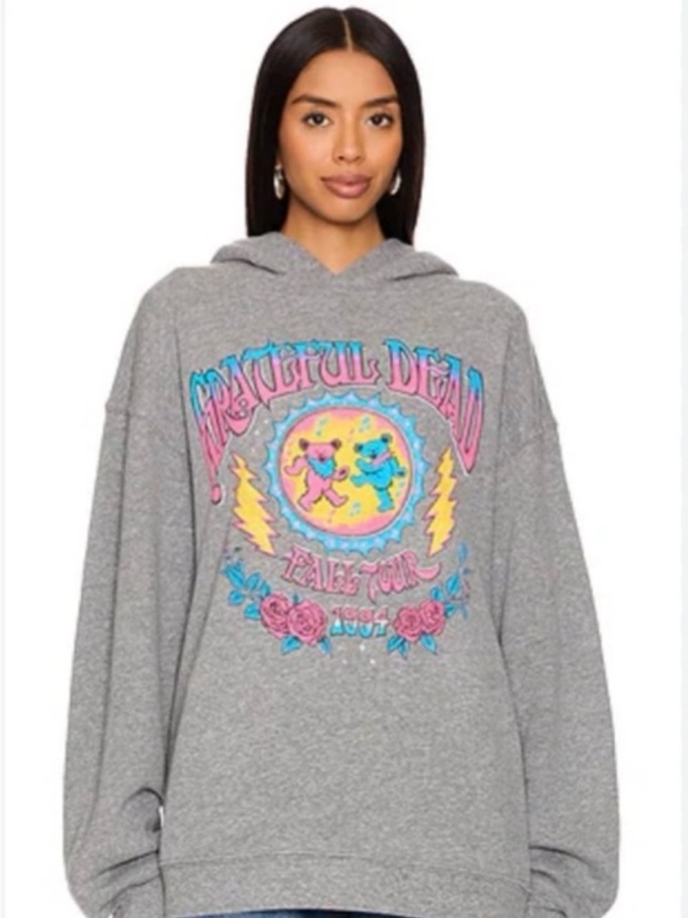 Daydreamer Gray Pullover Hoodie with Subtle Multicolor Print